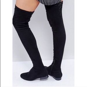 Wide leg flat over the knee boots